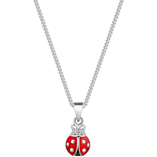 Firetti Kette mit Anhänger Geschenk Silber 925 Halsschmuck Halskette Panzerkette Marienkäfer, mit Zirkonia (synth)