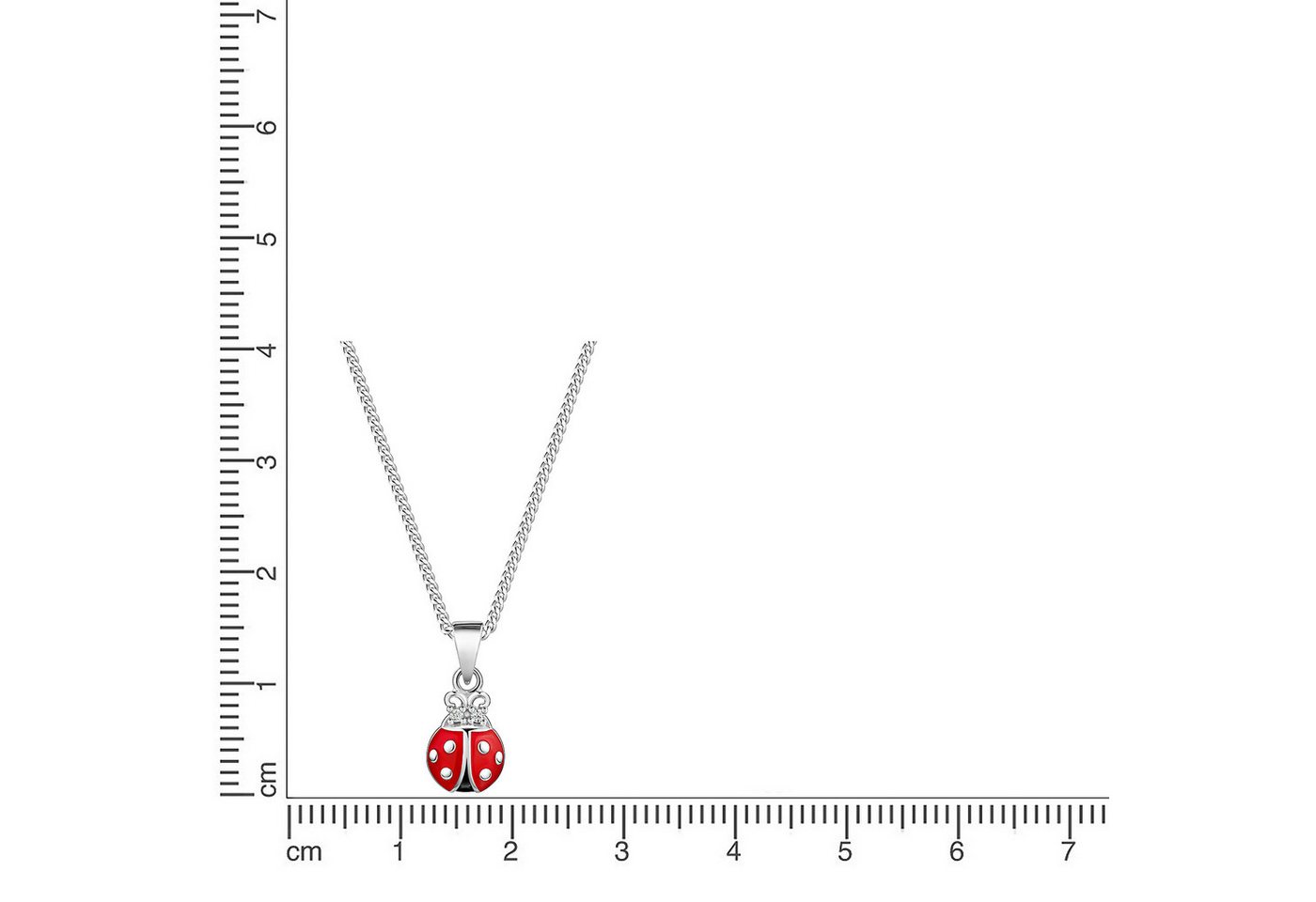 Firetti Kette mit Anhänger Geschenk Silber 925 Halsschmuck Halskette Panzerkette Marienkäfer, mit Zirkonia (synth) – Bild 2 von 3