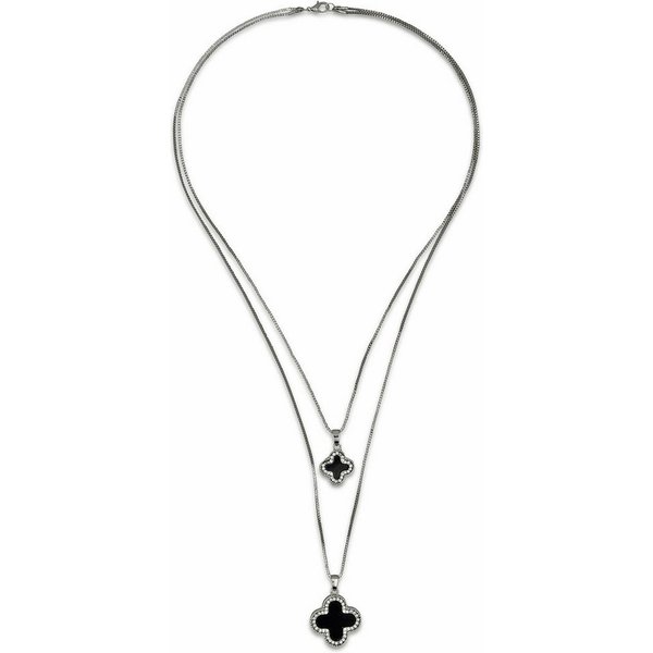 Firetti Kette mit Anhänger Kreuz, zweireihig, mit Glasstein