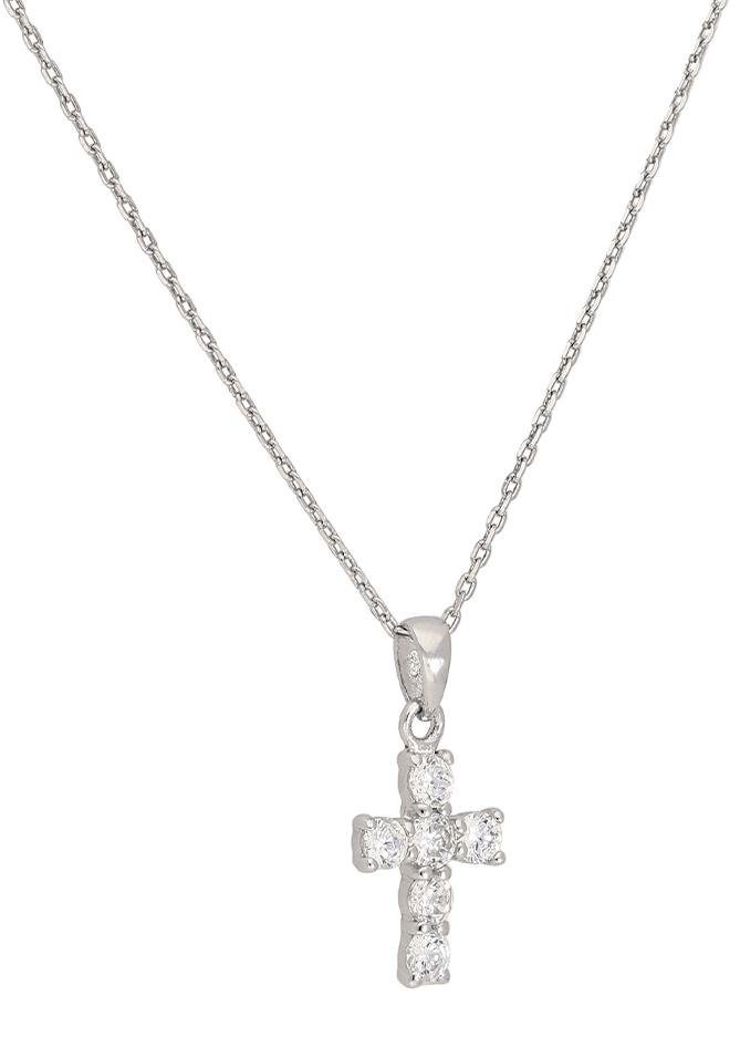 Firetti Kette mit Anhänger Schmuck Geschenk Silber 925 Halsschmuck Halskette Ankerkette Kreuz, mit Zirkonia (synth) – Bild 3 von 4