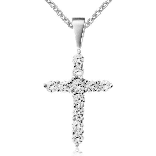 Firetti Kette mit Anhänger Schmuck Geschenk Silber 925 Halsschmuck Halskette Ankerkette Kreuz, mit Zirkonia (synth)