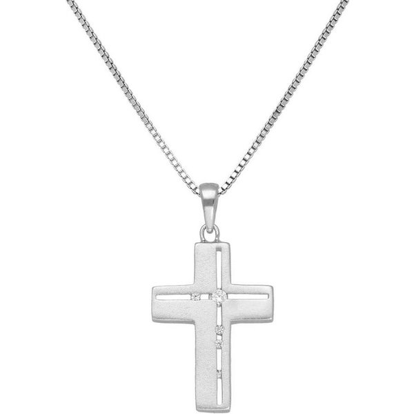 Firetti Kette mit Anhänger Schmuck Geschenk Silber 925 Halsschmuck Halskette Venezianer Kreuz, mit Zirkonia (synth)