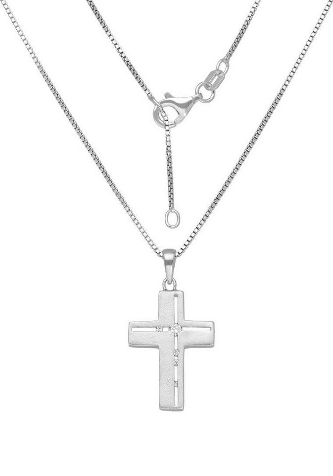 Firetti Kette mit Anhänger Schmuck Geschenk Silber 925 Halsschmuck Halskette Venezianer Kreuz, mit Zirkonia (synth) – Bild 2 von 5