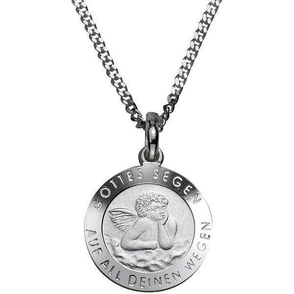 Firetti Kette mit Anhänger Schmuck Geschenk Silber 925 Halsschmuck Halskette Panzerkette Engel, Gravur: Gottes Segen auf all deinen Wegen / zur heiligen Taufe