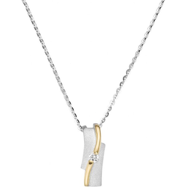 Firetti Kette mit Anhänger Schmuck Geschenk Silber 925 Halsschmuck Halskette bicolor, mit Zirkonia (synth)