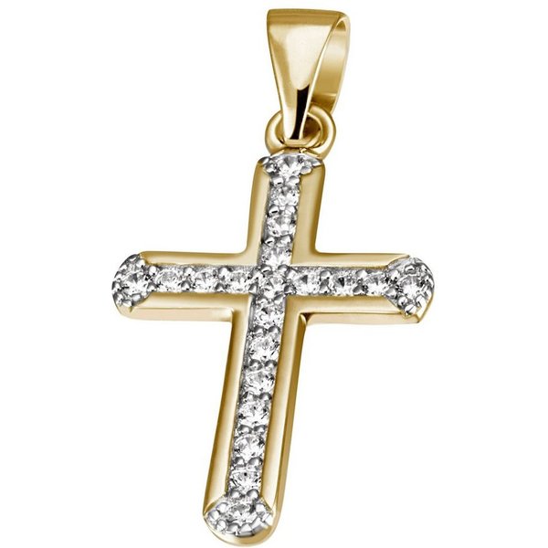 Firetti Kettenanhänger Schmuck Geschenk Silber 925 Halsschmuck Anhänger Kreuz, mit Zirkonia (synth)