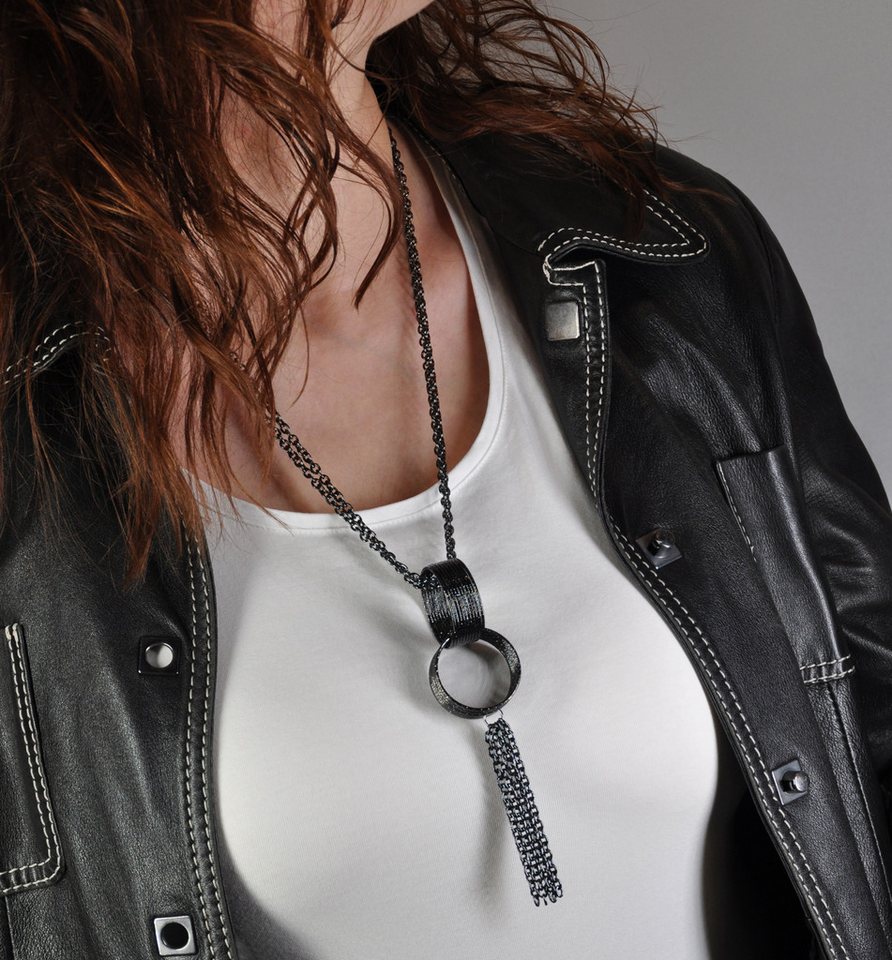 Firetti Lange Kette Schmuck Geschenk Rough Rings Y-Kette – Bild 3 von 3