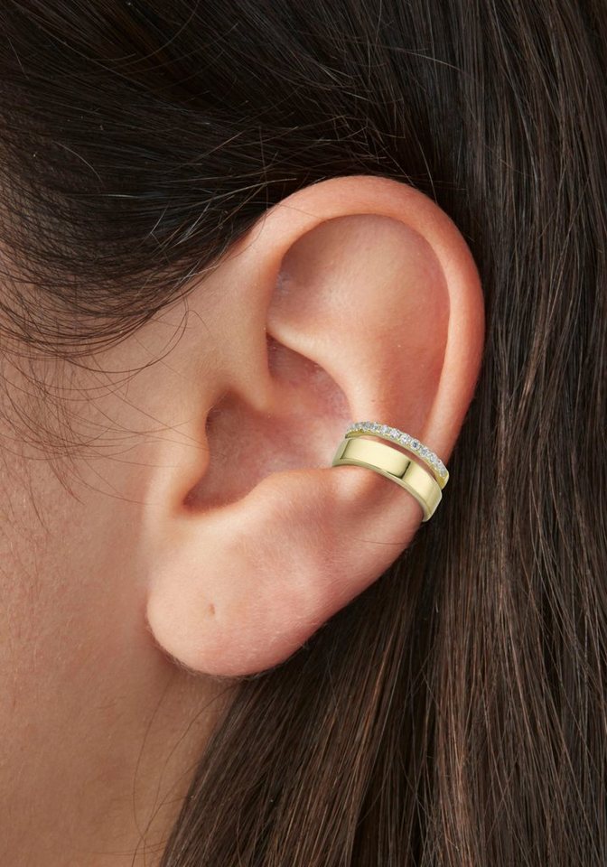 Firetti Ohrklemme Schmuck Geschenk Silber 925 Ear Cuff in zweireihiger Optik, mit Zirkonia (synth) – Bild 2 von 2
