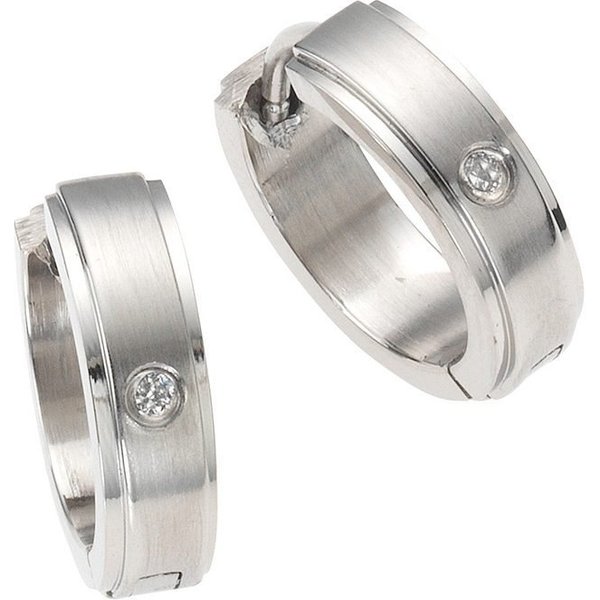Firetti Paar Creolen Schmuck Geschenk Basic, Matt/Glanz Optik, mit Zirkonia (synth)