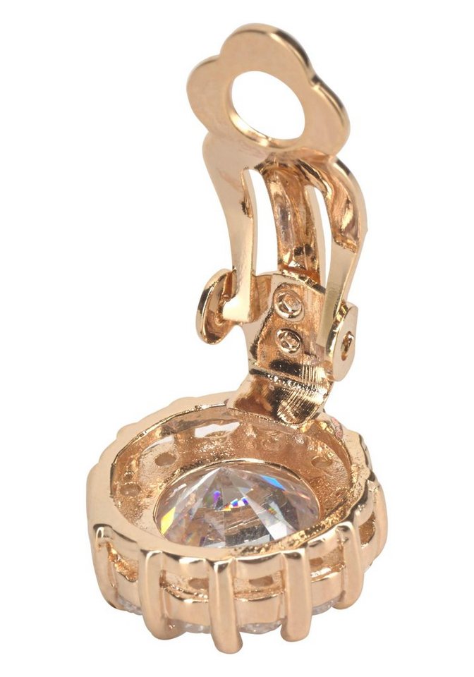 Firetti Paar Ohrclips edel und elegant, mit Glasstein, Strassstein – Bild 2 von 4