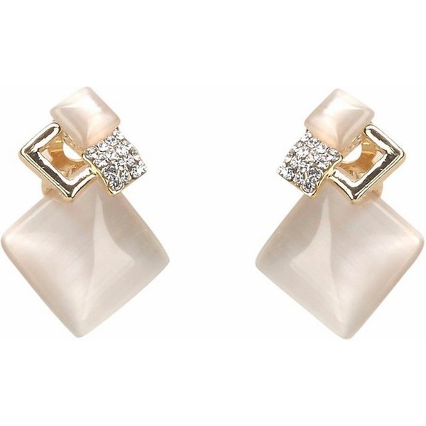 Firetti Paar Ohrclips elegant, mit Cat´s Eye und Strasssteinen