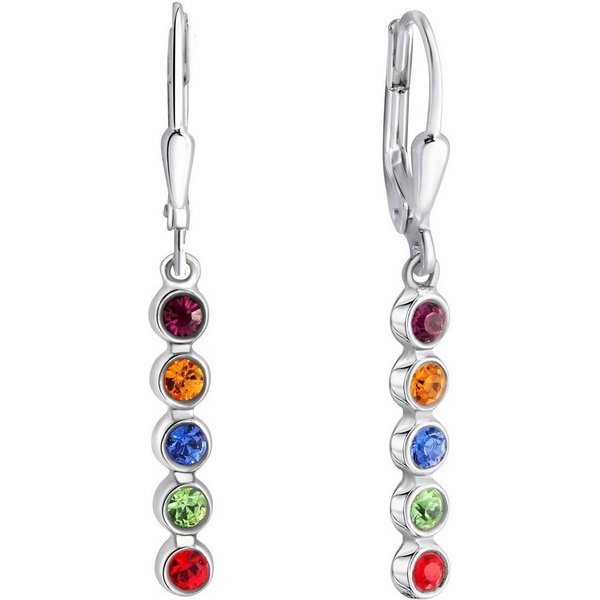 Firetti Paar Ohrhänger Schmuck Geschenk Silber 925 Ohrschmuck Patentbrisur Regenbogen, mit Kristallstein