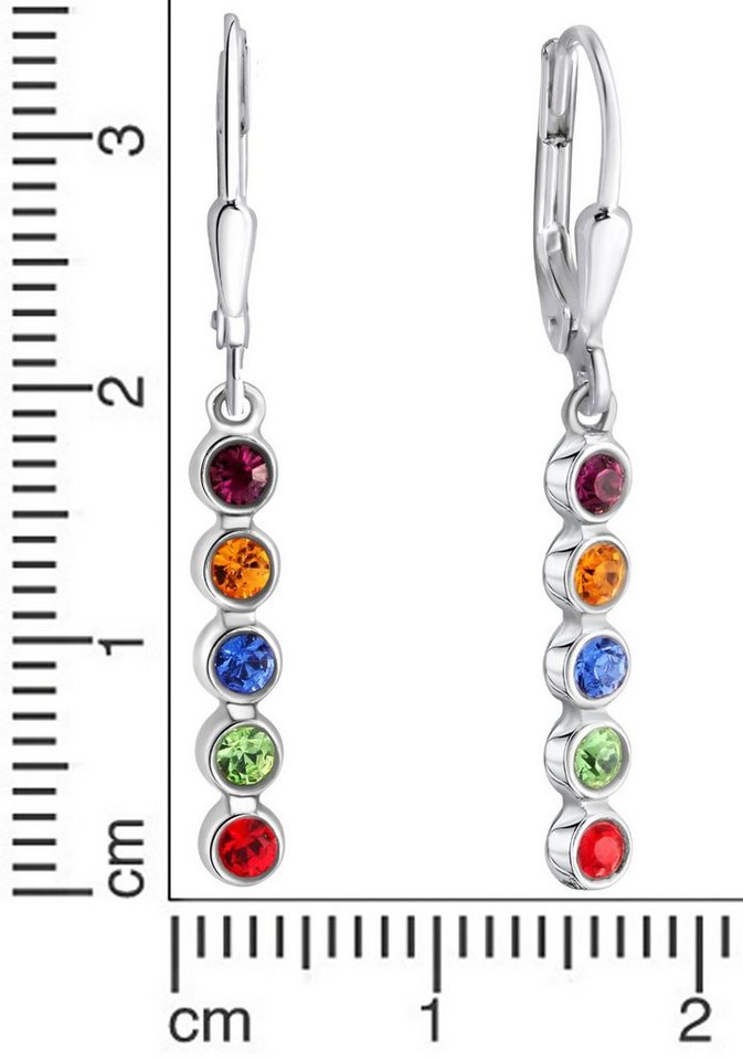 Firetti Paar Ohrhänger Schmuck Geschenk Silber 925 Ohrschmuck Patentbrisur Regenbogen, mit Kristallstein – Bild 2 von 2