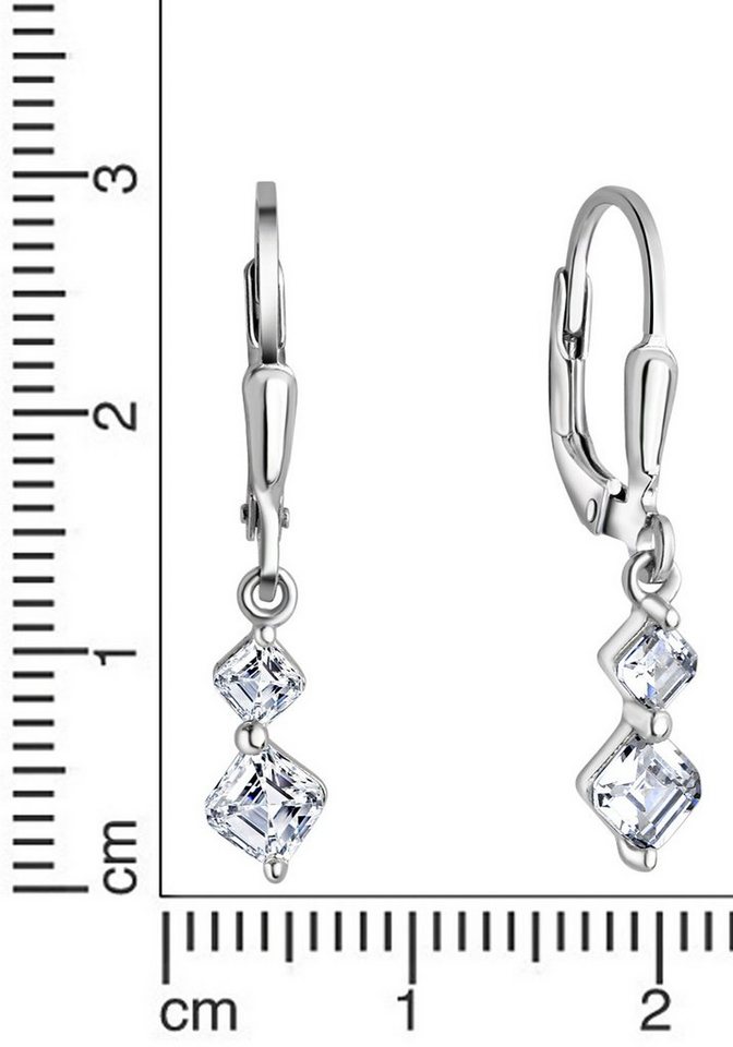 Firetti Paar Ohrhänger Schmuck Geschenk Silber 925 Ohrschmuck Patentbrisur Glitzer, mit Zirkonia (synth) – Bild 2 von 2