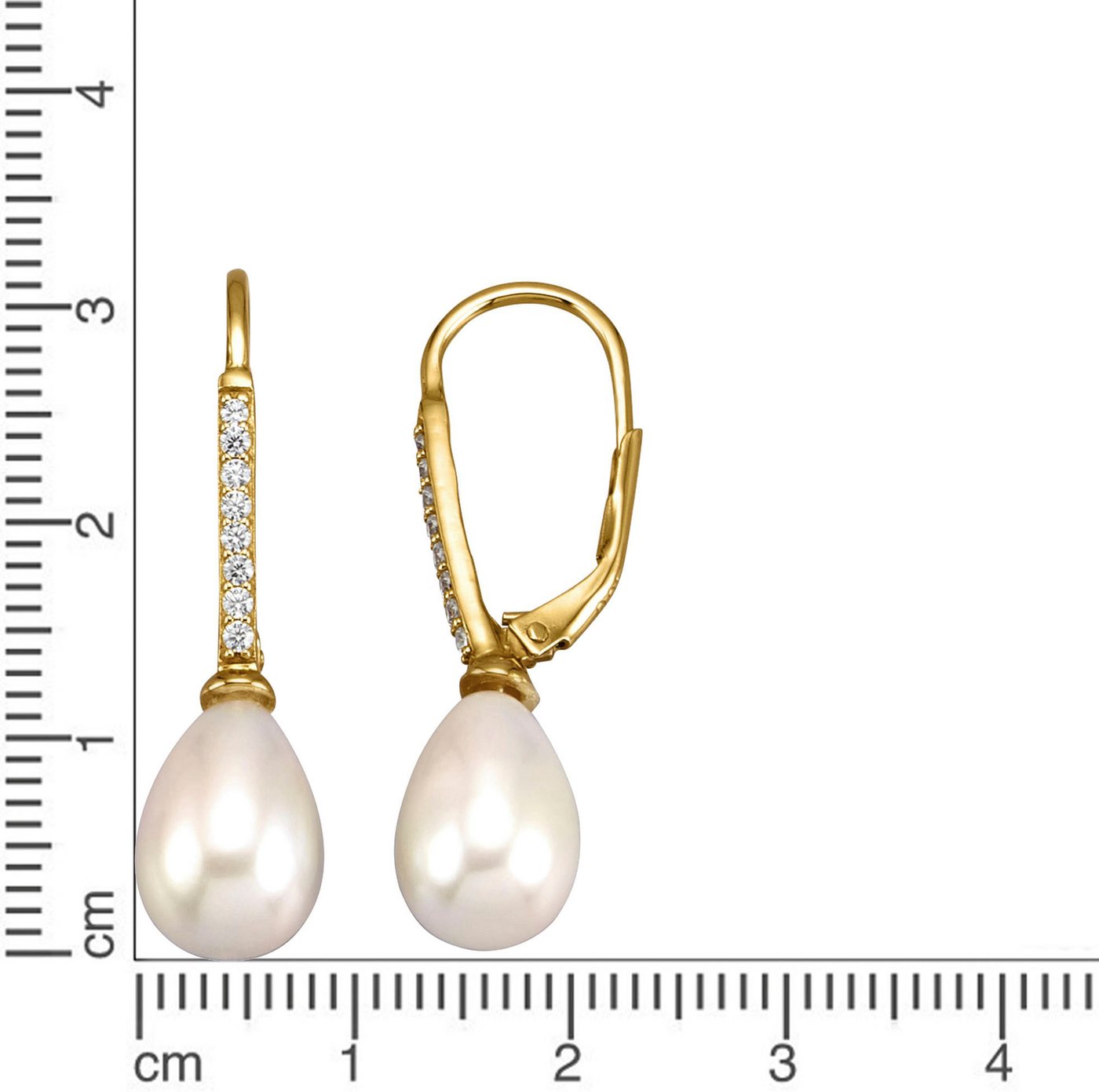Firetti Paar Ohrhänger Schmuck Geschenk Silber 925 Ohrschmuck Ohrringe Tropfen, mit Zirkonia (synth) - mit Süßwasserzuchtperle – Bild 2 von 2