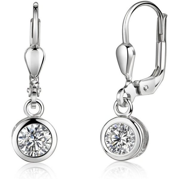 Firetti Paar Ohrhänger Schmuck Geschenk Silber 925 Ohrschmuck Patentbrisur Solitär Glitzer, Made in Germany - mit Zirkonia (synth)