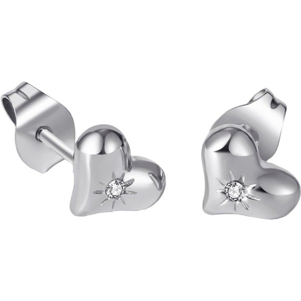 Firetti Paar Ohrstecker Schmuck Geschenk Edelstahl Ohrschmuck Ohrringe Herz, mit Zirkonia (synth)