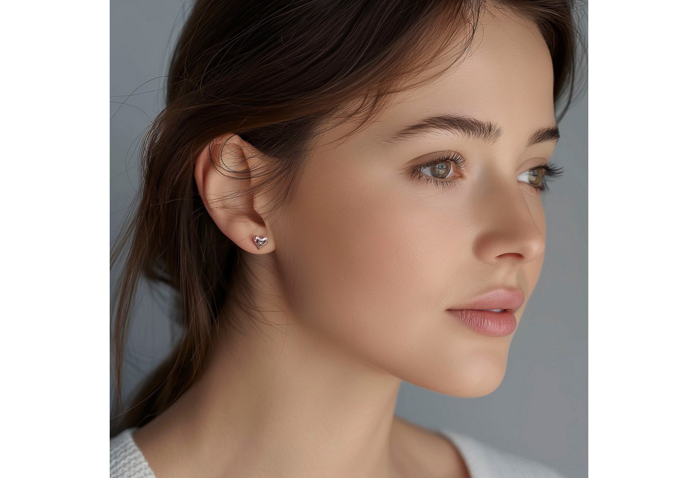 Firetti Paar Ohrstecker Schmuck Geschenk Edelstahl Ohrschmuck Ohrringe Herz, mit Zirkonia (synth) – Bild 2 von 3