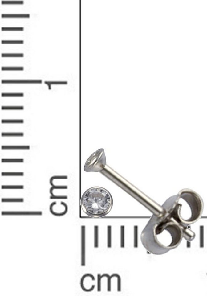 Firetti Paar Ohrstecker Schmuck Geschenk Silber 925 Ohrschmuck Solitär, mit Zirkonia (synth) – Bild 2 von 2