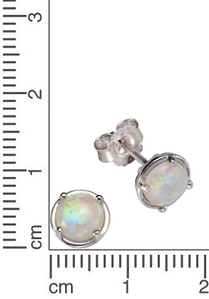 Firetti Paar Ohrstecker Schmuck Geschenk Silber 925 Ohrschmuck Edelstein Opal, mit Opal (synth) – Bild 2 von 2