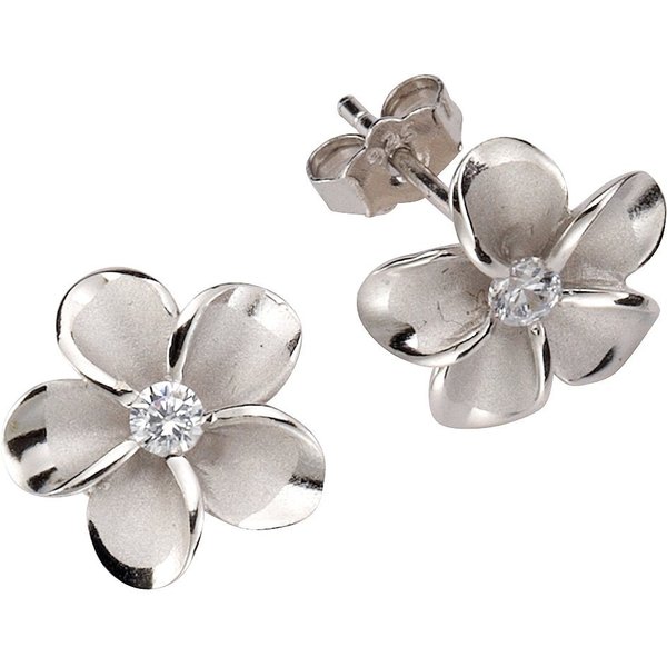 Firetti Paar Ohrstecker Schmuck Geschenk Silber 925 Ohrschmuck Blume/Blüte, mit Zirkonia (synth)
