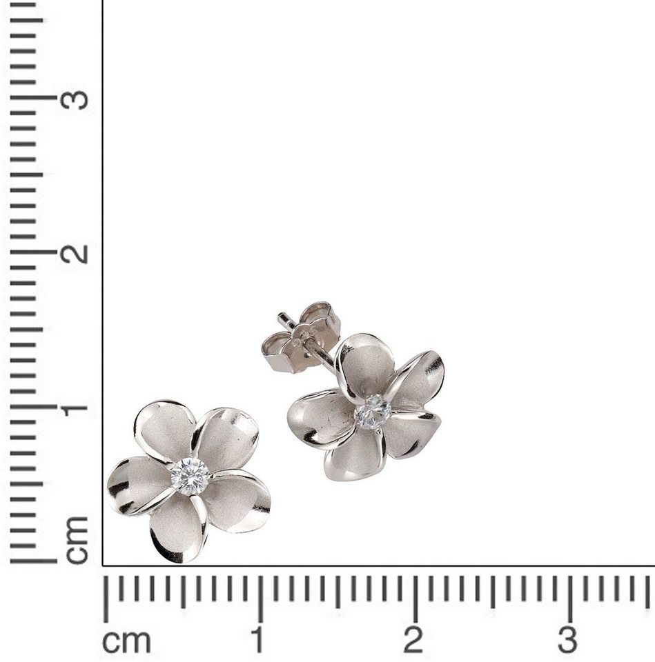 Firetti Paar Ohrstecker Schmuck Geschenk Silber 925 Ohrschmuck Blume/Blüte, mit Zirkonia (synth) – Bild 2 von 5