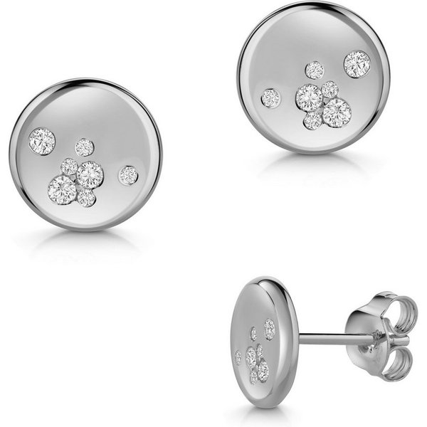 Firetti Paar Ohrstecker Schmuck Geschenk Silber 925 Ohrschmuck Ohrringe Kreis rund, Made in Germany - mit Zirkonia (synth)
