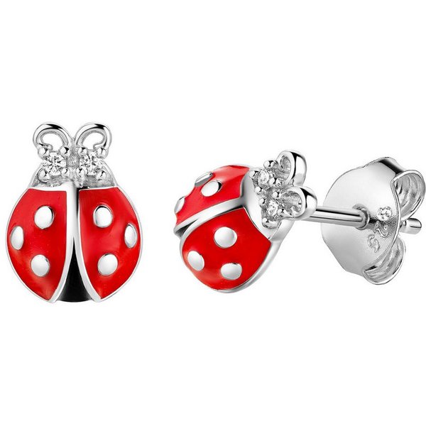 Firetti Paar Ohrstecker Schmuck Geschenk Silber 925 Ohrschmuck Ohrringe Marienkäfer, mit Zirkonia (synth)