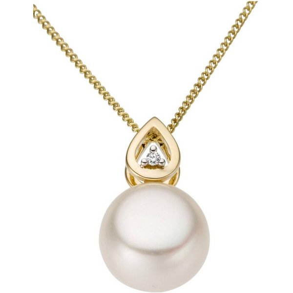 Firetti Perlenanhänger Schmuck Geschenk Gold 333 Halsschmuck Anhänger für Halskette Perle, mit Süßwasserzuchtperle und Brillant