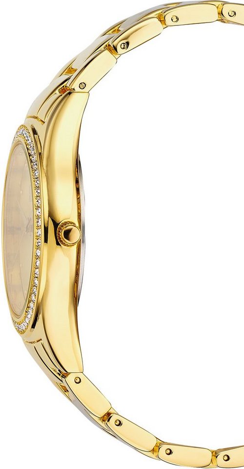 Firetti Quarzuhr Pure Love Gold, (Set, 5-tlg., mit Anhänger, Kette und 1 Paar Ohrsteckern), Armbanduhr, Damenuhr, Glitzersteine, Geschenkset – Bild 3 von 5