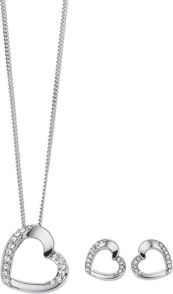 Firetti Quarzuhr Pure Love Silver, (Set, 5-tlg., mit Anhänger, Kette und 1 Paar Ohrsteckern), Armbanduhr, Damenuhr, Glitzersteine, Geschenkset – Bild 5 von 5