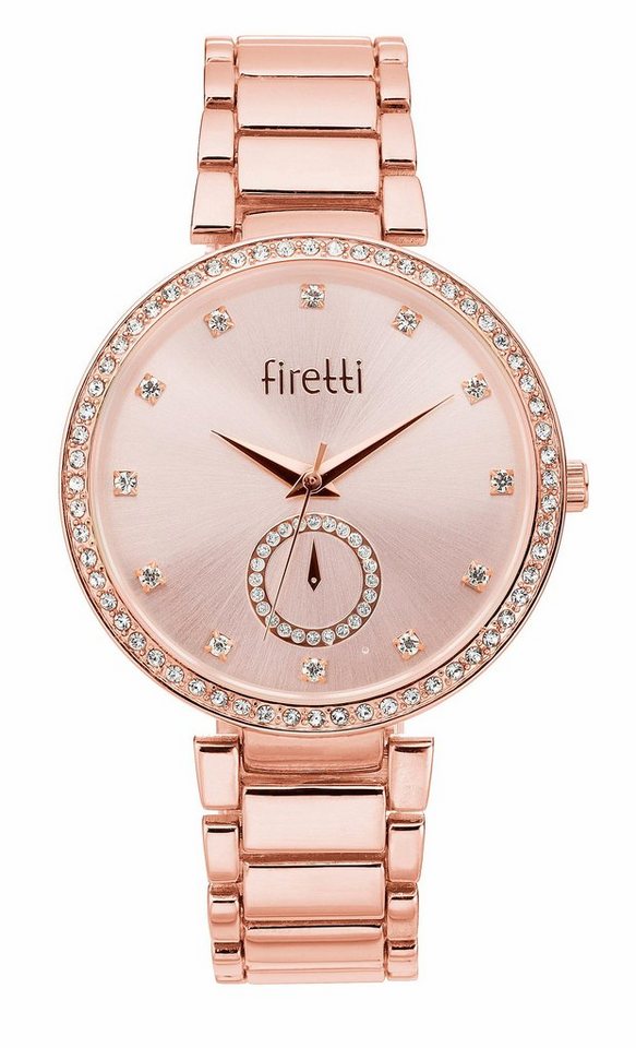 Firetti Quarzuhr Spectrum Lumina Rosé Blush, (Set, 4-tlg., inkl. Ohrstecker und Kette mit Anhänger), Armbanduhr, Damenuhr, Glitzersteine, Geschenkset – Bild 2 von 5