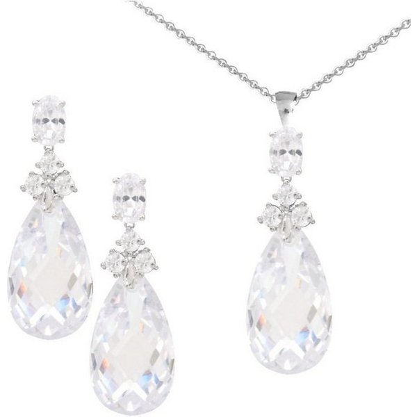 Firetti Schmuckset Multipack Schmuck Geschenk Silber 925 Halskette Ohrstecker Tropfen (Set, 4-tlg), mit Zirkonia (synth)