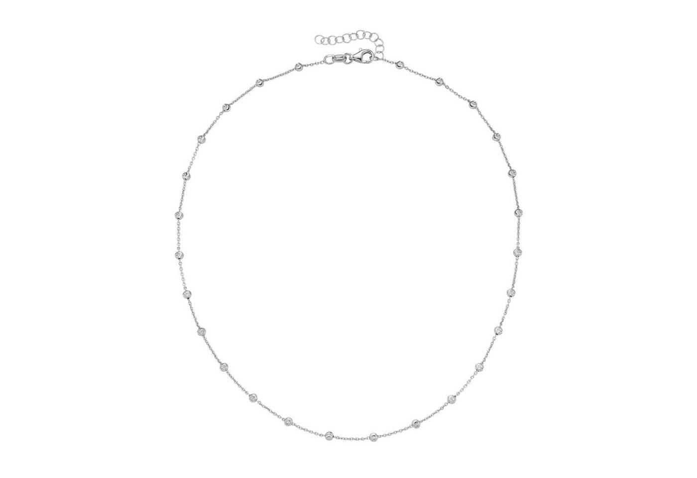 Firetti Silberkette Schmuck Geschenk Silber 925 Halsschmuck Ankerkette diamantierte Kugeln – Bild 2 von 2