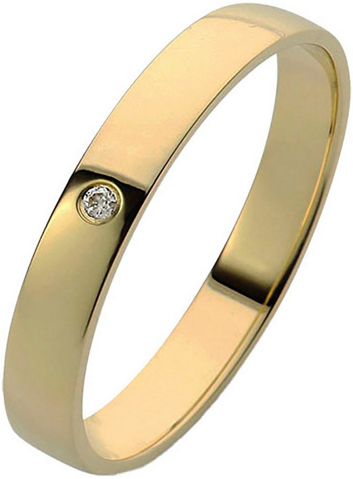Firetti Trauring Schmuck Geschenk Gold 375 Hochzeit Ehering "LIEBE", Made in Germany - wahlweise mit oder ohne Brillant – Bild 2 von 2