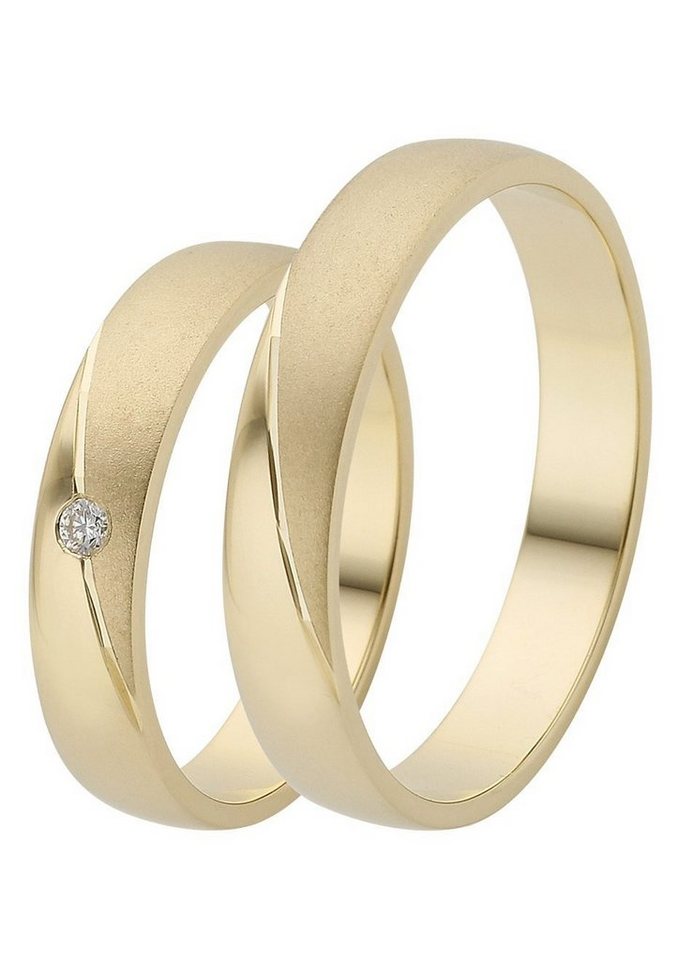 Firetti Trauring Schmuck Geschenk Gold 375 Hochzeit Ehering Trauring "LIEBE", Made in Germany, wahlweise mit oder ohne Brillant – Bild 2 von 5