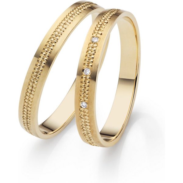 Firetti Trauring Schmuck Geschenk Gold 375 Hochzeit Ehering Partnerring "LIEBE", Made in Germany - wahlweise mit oder ohne Brillanten