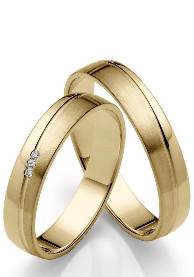 Firetti Trauring Schmuck Geschenk Gold 375 Hochzeit Ehering "LIEBE", Made in Germany, wahlweise mit oder ohne Brillanten – Bild 2 von 2