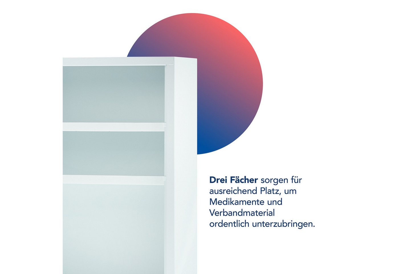 FIRST AID ONLY® Medizinschrank Medizinschrank Weiß mit 3 Fächern, abschließbar – Bild 3 von 5