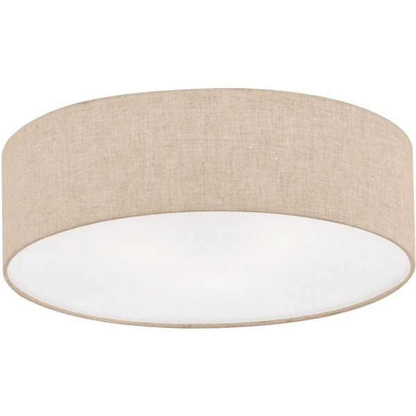FISCHER & HONSEL LED Deckenleuchte, Dimmfunktion, LED wechselbar, Warmweiß, Designklassiker Stoff-Lampe Decke 40cm Lampenschirm Leinen Beige flach