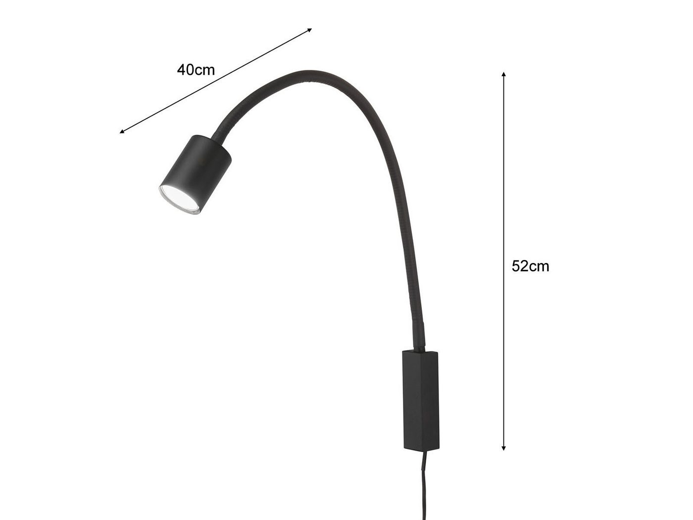 FISCHER & HONSEL LED Leselampe flexibel mit Kabel & Stecker, Breite 6cm, LED wechselbar, Warmweiß, 2er SET 2in1 Wand-Leuchten innen & Bett-Lampen für Kopfteil S – Bild 4 von 5