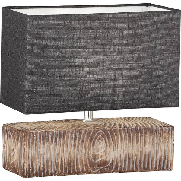 FISCHER & HONSEL LED Nachttischlampe, Leuchtmittel dimmbar, LED wechselbar, Warmweiß, Keramik Lampen-Fuß & Leinen Lampenschirm Grau Landhausstil, 30cm klein