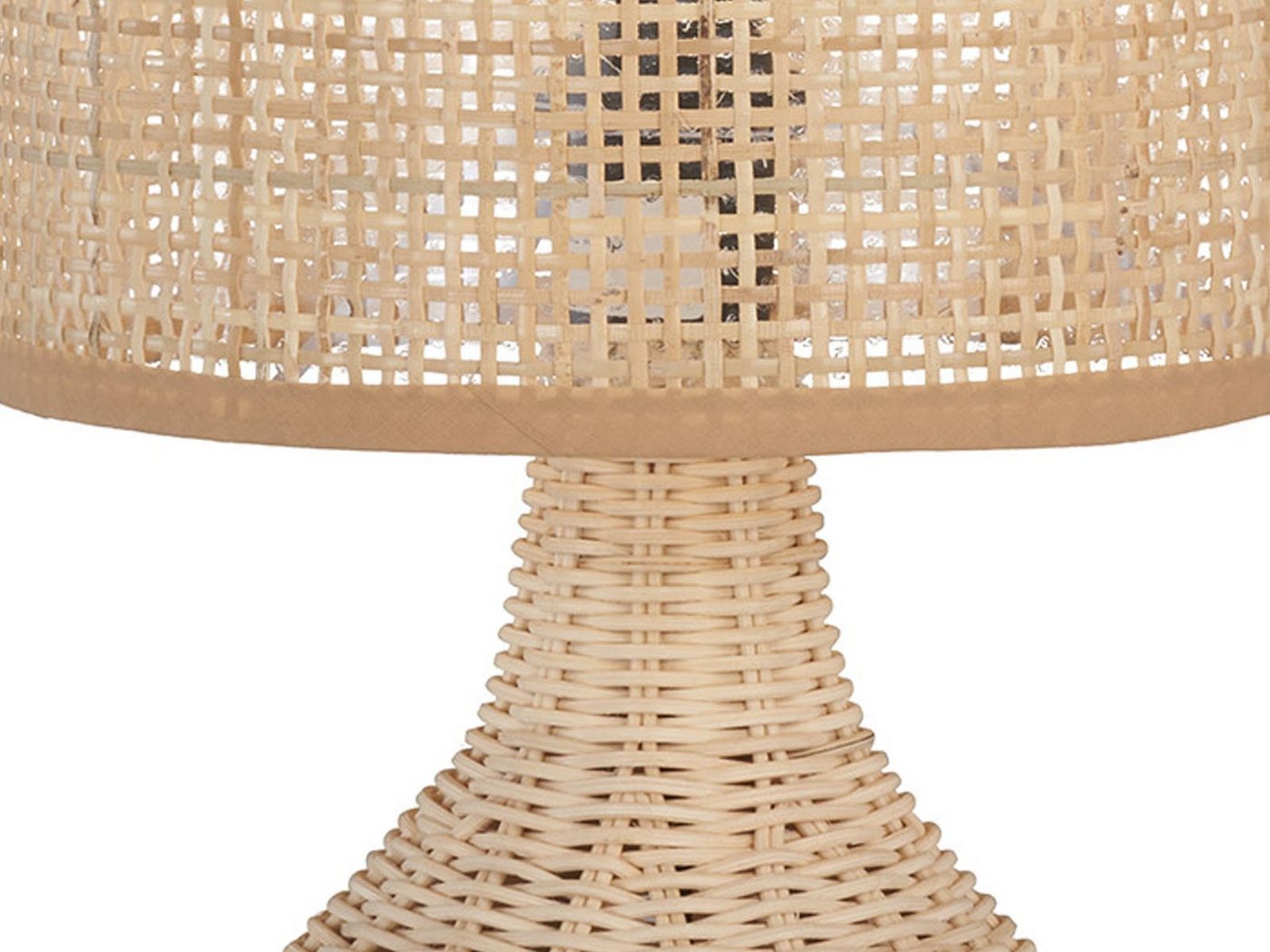 FISCHER & HONSEL LED Nachttischlampe, LED wechselbar, Warmweiß, Holzfuß & Designer Lampenschirm Korb-Geflecht Landhaus-Stil, Höhe 37cm – Bild 4 von 5