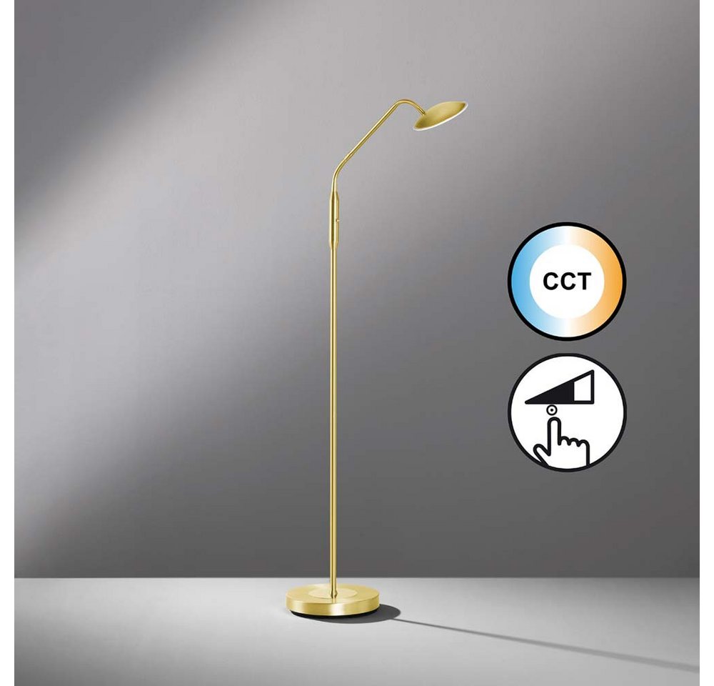 FISCHER & HONSEL LED Stehlampe, LED-Leuchtmittel fest verbaut, Warmweiß, Neutralweiß, Farbwechsel, Stehlampe Stehleuchte Touchdimmer Leselampe messing LED 135 c – Bild 5 von 5