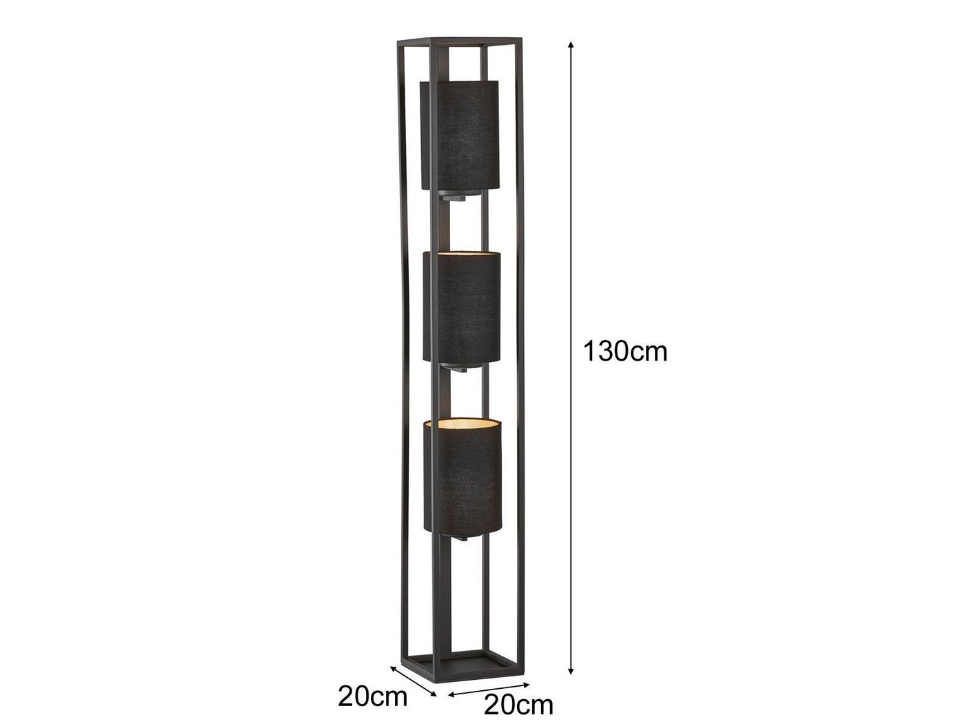 FISCHER & HONSEL LED Stehlampe, Leuchtmittel dimmbar, LED wechselbar, Warmweiß, kleine Designer Bodenleuchte 130cm Lampenschirm innen Gold LED dimmbar – Bild 4 von 5