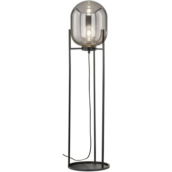 FISCHER & HONSEL LED Stehlampe mit Rauchglas Lampenschirm, Höhe 110cm, Dimmfunktion, LED wechselbar, Warmweiß, klein-e Industrial Style Bodenlampe dimmbar, Steh