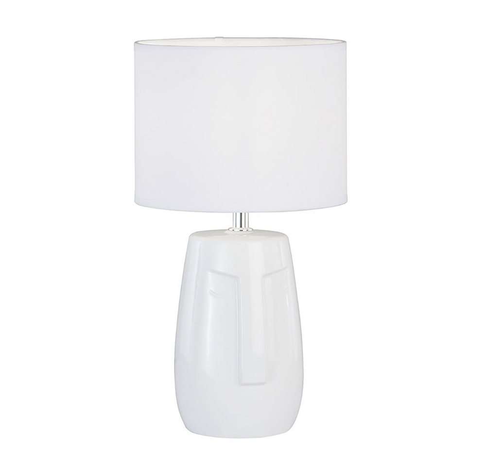 FISCHER & HONSEL Tischleuchte, Leuchtmittel nicht inklusive, Tischlampe Leseleuchte Keramik Stoff weiß E14 H 39 cm – Bild 2 von 5