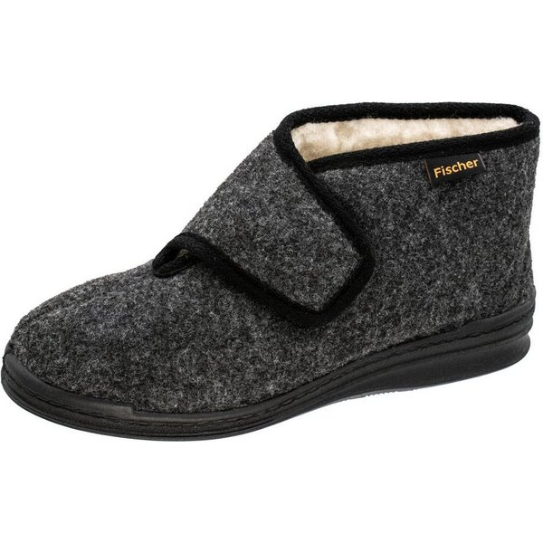 Fischer-Markenschuh Basti Hausschuh mit Klettverschluss, mit Schurwollfutter, Weite H