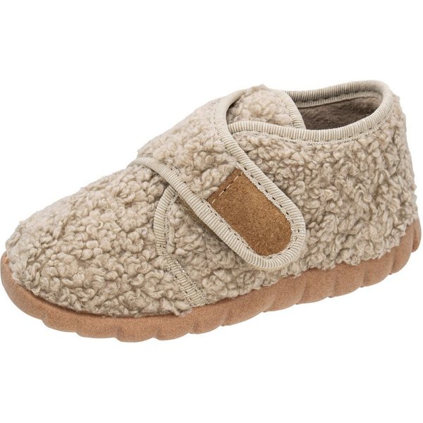 Fischer-Markenschuh Flexi Hausschuh aus Teddystoff, mit Verlours-Futter, mit Klettverschluss
