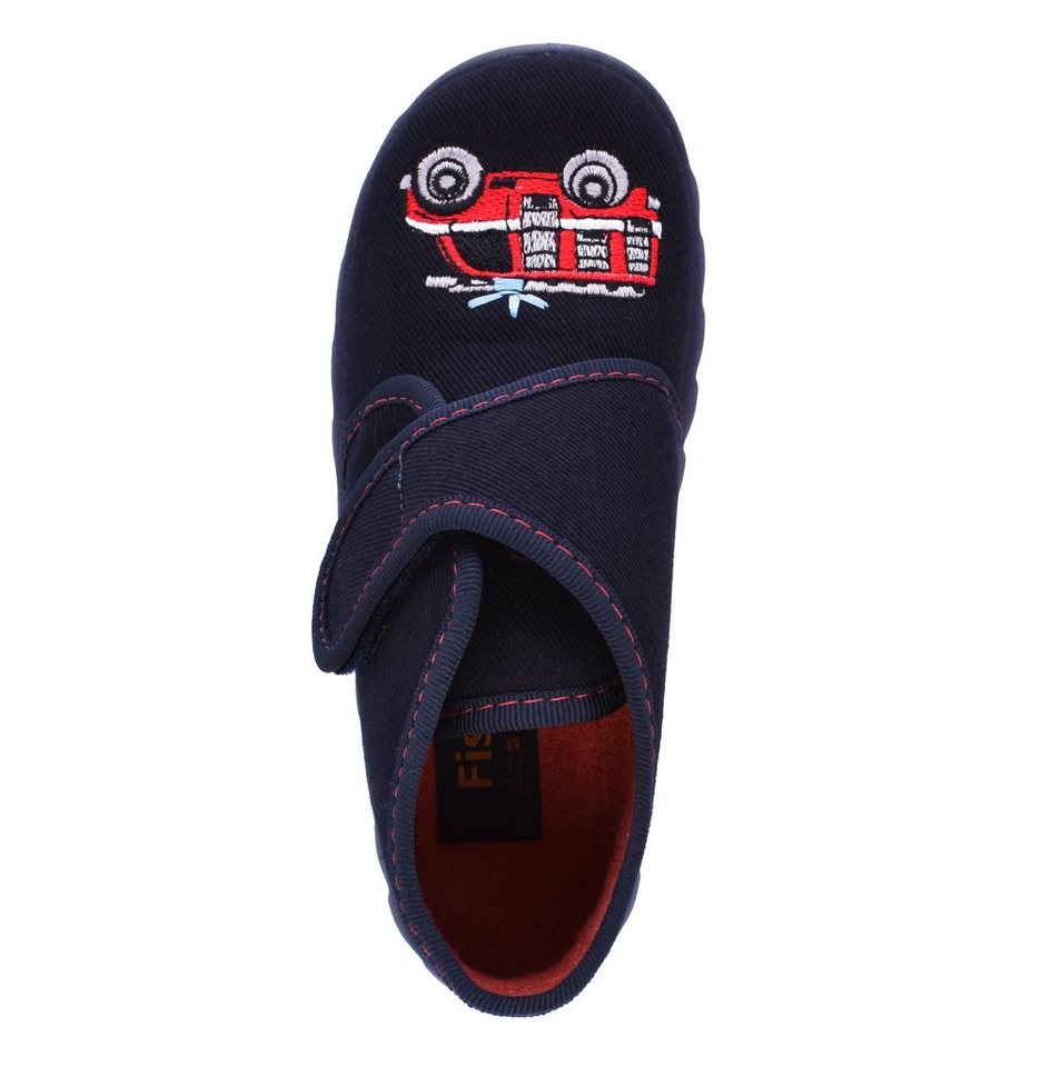 Fischer-Markenschuh Flexi Hausschuh mit Feuerwehrauto, aus Baumwollstoff mit Frotteefutter – Bild 3 von 5
